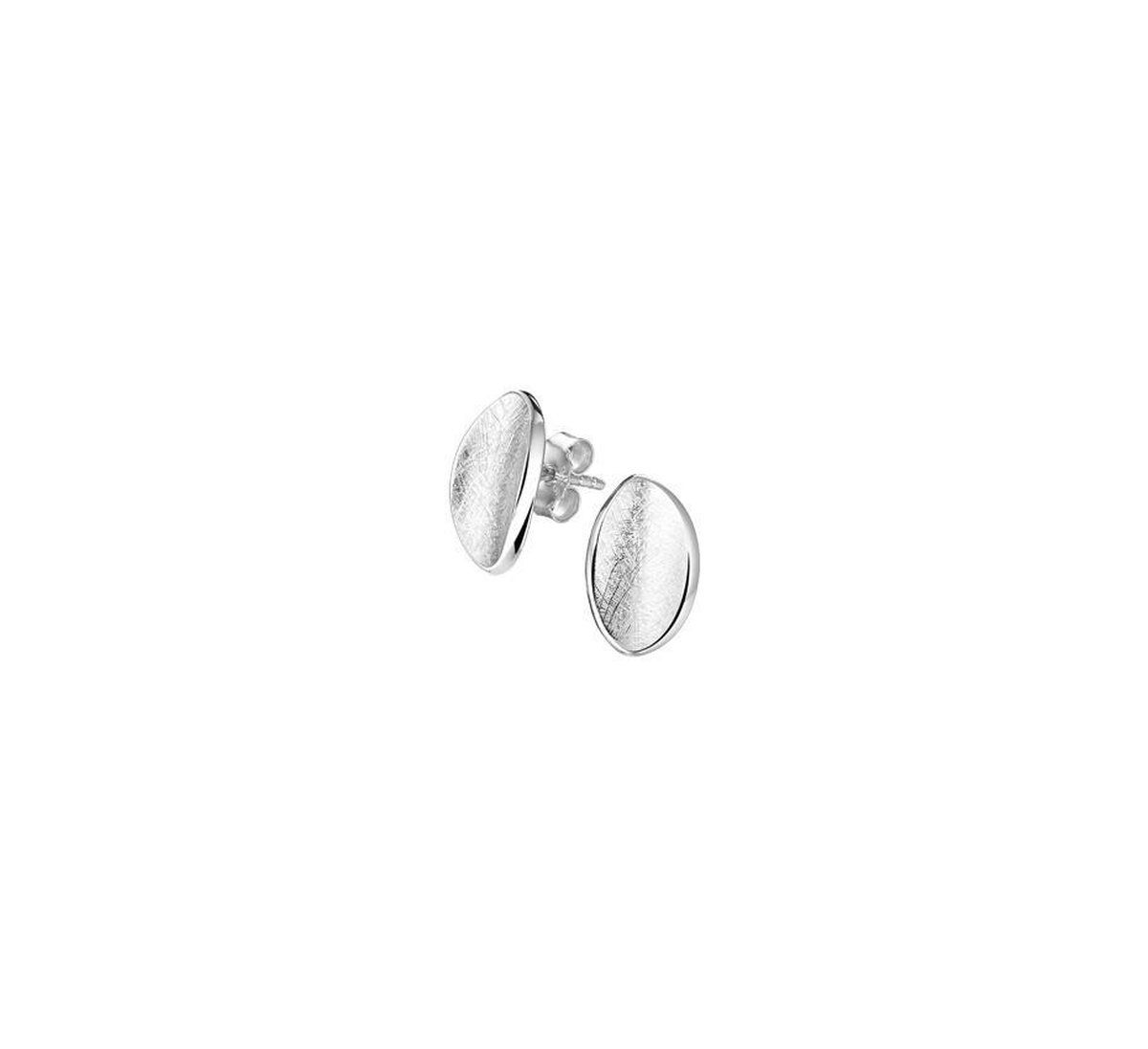 TFT Oorknoppen Gescratcht Zilver Gerhodineerd Mat Glanzend 13.5 mm x 8.5 mm