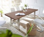 Massief houten tafel Live-Edge acacia bruin 300x100 blad 3,5 cm breed boomtafel