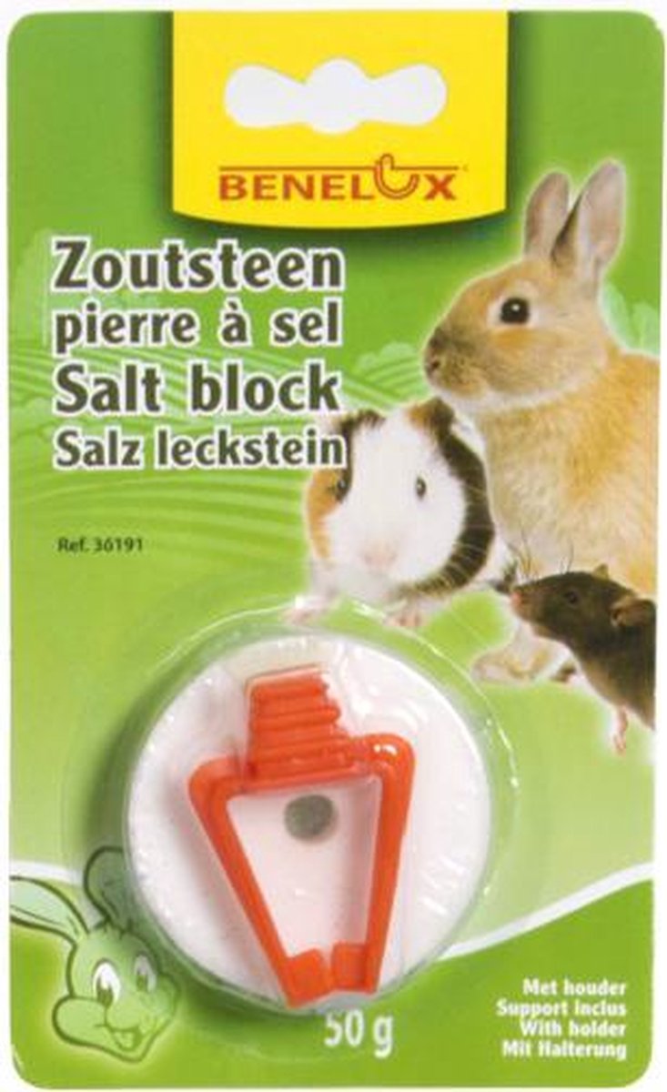 Dierenbenodigdheden Benelux Zoutsteen 50 G Wit Knaagdieren Blister