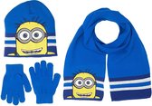 Minions winterset - Model "Smiling Minion" - Handschoenen, sjaal en muts - Blauw - 54 cm