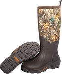 Bruine camouflage laars en losse zool met profiel, getoond op witte achtergrond.