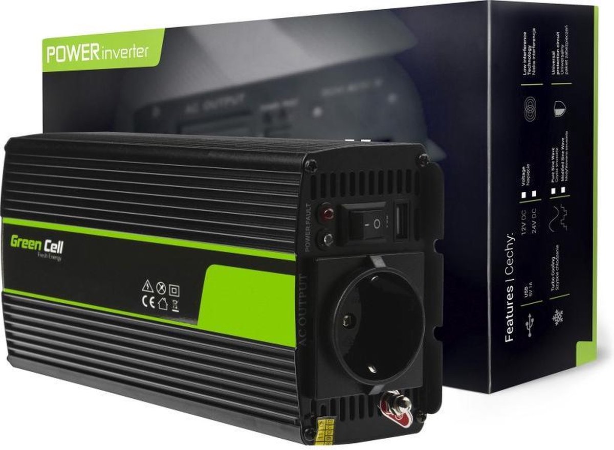 1000W (500W continu) DC 12V naar AC 230V met USB Stroom Inverter Converter