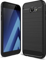 Luxe Samsung Galaxy A7 2017 hoesje – Zwart – Geborsteld Carbon - TPU Case – Shockproof Cover