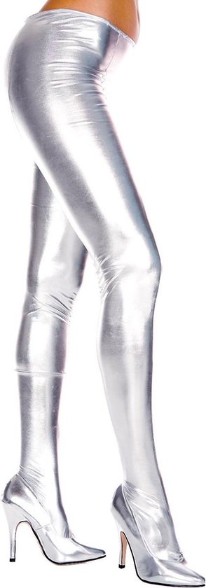 Music Legs Wetlook Metallic Panty - Zilver