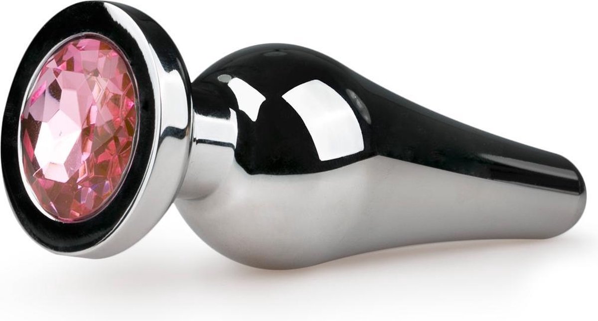 Goedkoopste Zilverkleurige metalen buttplug met roze diamant