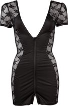 Collection Cottelli - Mini robe légèrement transparente avec côtés en dentelle et manches courtes pour une soirée sexy - Taille M - Noir