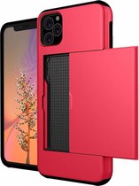 Kaarthouder case met slide geschikt voor Apple iPhone 11 Pro - rood