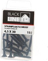 Hoenderdaal spaanplaatschroeven - Blackline - Torx-20 - 4.5 x 30 mm - platkop - 15 stuks