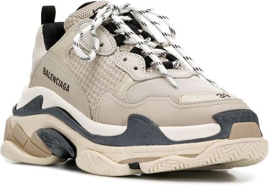 Balenciaga Leather Black And Burgundy Triple S Sneakers for