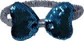 Jessidress Feestelijke Haarband met grote strik gemaakt van pailletten omgedraaid - Blauw