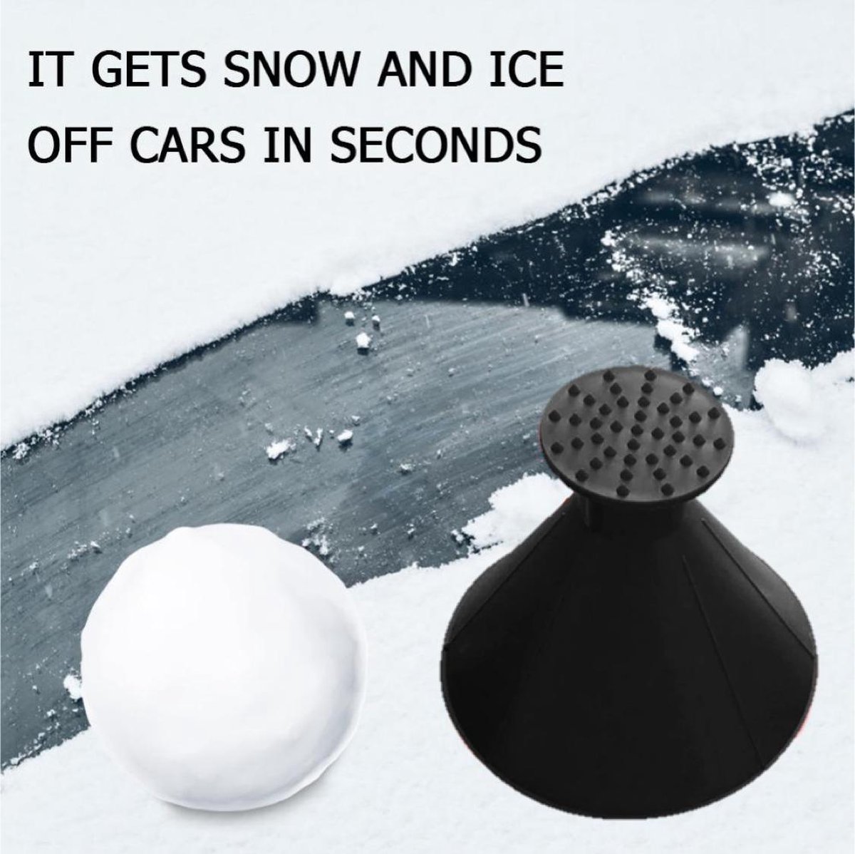Le noir - Grattoir à glace rond en forme de cône magique