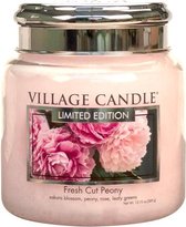 Village Geurkaars Fresh Cut Peony | pioenroos jasmijn kersenbloesem - Medium Jar