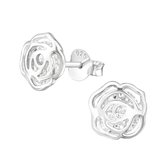 Joy|S - Zilveren roos oorbellen zirkonia 8 x 8 mm
