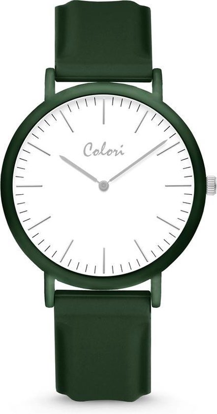 Colori Essentials 5 COL588 Horloge - Siliconen Band - Ø 40 mm - Donker Groen