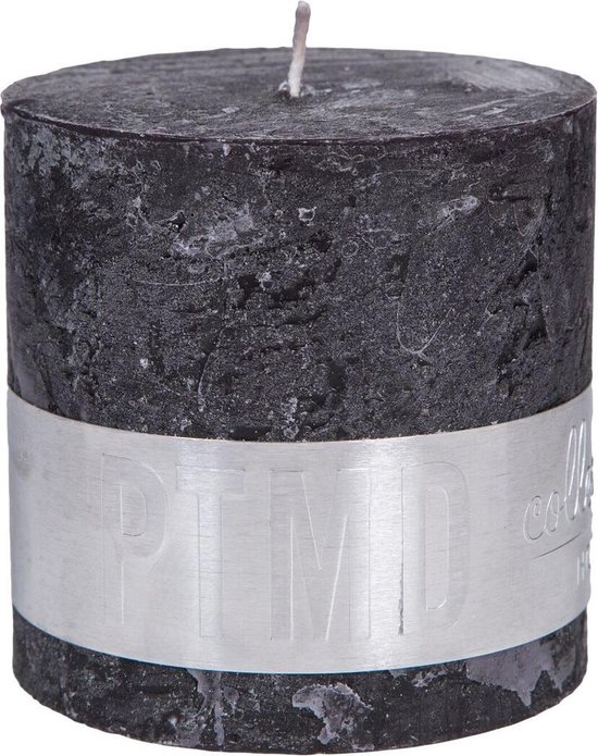 PTMD Kaars Rustic Charcoal black blokkaars 10x10 | bol.com