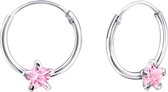Joy|S - Zilveren oorbellen ster roze oorringen 12 mm