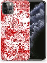 Geschikt voor iPhone 11 Pro Silicone Back Case Angel Skull Red
