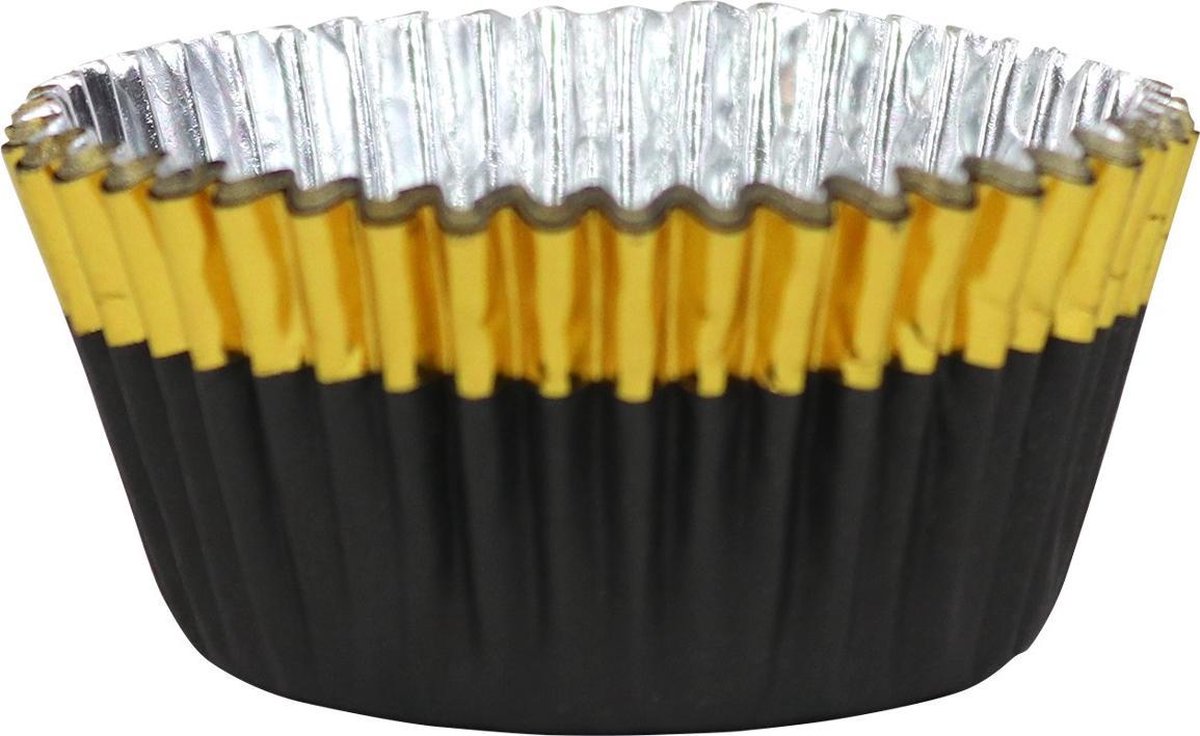 PME Cupcakevormpjes Zwart met Gouden Rand pk/30