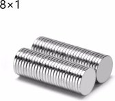 8x1mm magneten | Neodymium | supersterk | 50 stuks | N52 |neodymium magneetjes |magneetjes |