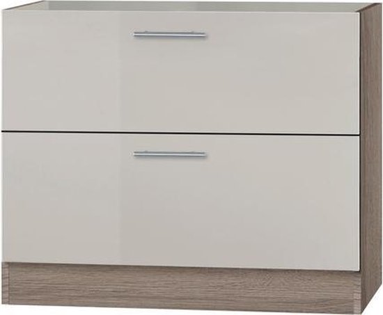 Keuken onderkast 100 cm met 2 laden - Eiken Truffel Beige - Serie Arta288 |  bol.com