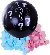 Gender reveal ballon inclusief roze en blauwe confetti - 90 cm - geslachtsonthulling versiering