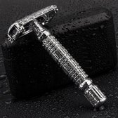 Luxe Safety Razor scheermes met vlinderopening - Met 3 verwisselbare scheermesjes - double edge - travel case set met spiegeltje