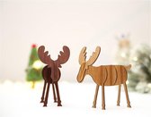 Kerstdecoratie Rendier Hout - Woondecoratie - Houten Ornament - donker -  14x15cm