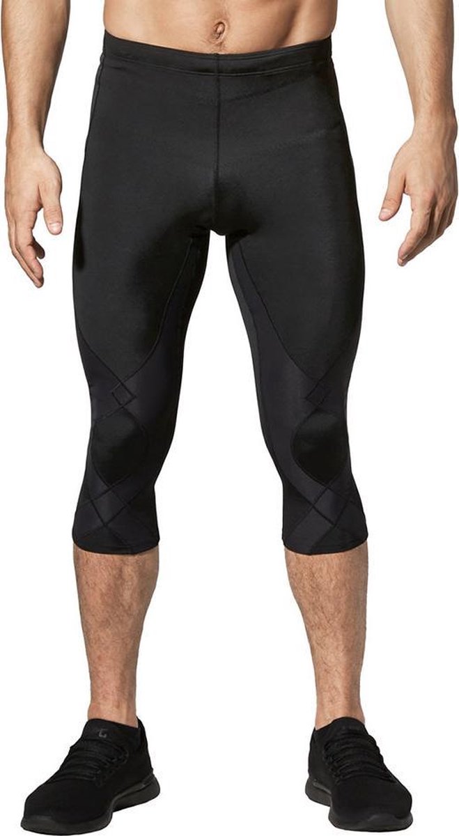 CW-X - Stabilyx 3/4 Compressiebroek - hardloopbroek  - heup, rug en knie ondersteuning - heren - Zwart - maat L