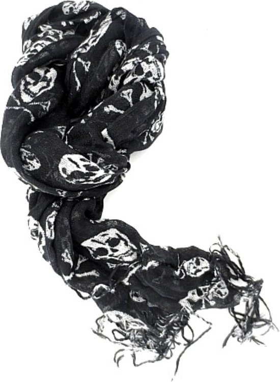 Zachte warme sjaal zwart met doodskoppen | bol.com