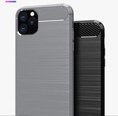 Apple iPhone 11 Pro Max hoesje - zachte back case brushed carbon voor nieuwe iPhone 11 Pro Max - Grijs