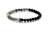 Frank 1967 Beads 7FB 0417 Natuurstenen armband - Kralen - Zwart Agaat - Turkoois Sediment - 20cm - 8mm - Groen - Zwart