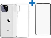 Shop4 - iPhone 11 Pro Hoesje + Glazen Screenprotector - Zachte Back Case Transparant