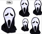 18x Masker Scream met hoofddoek - Halloween scary horror thema feest scary scream maskers
