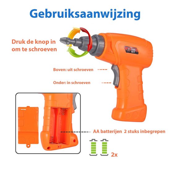 Ark miido Boor Ontwerp Puzzel Constructies Speelgoed, 399 Stuks Magische Montessori Speelgereedschap Kist voor 3,4,5 Jaar Oude Jongens Cadeaus, Creatieve Gereedschapskist met Boor Schroevendraaier