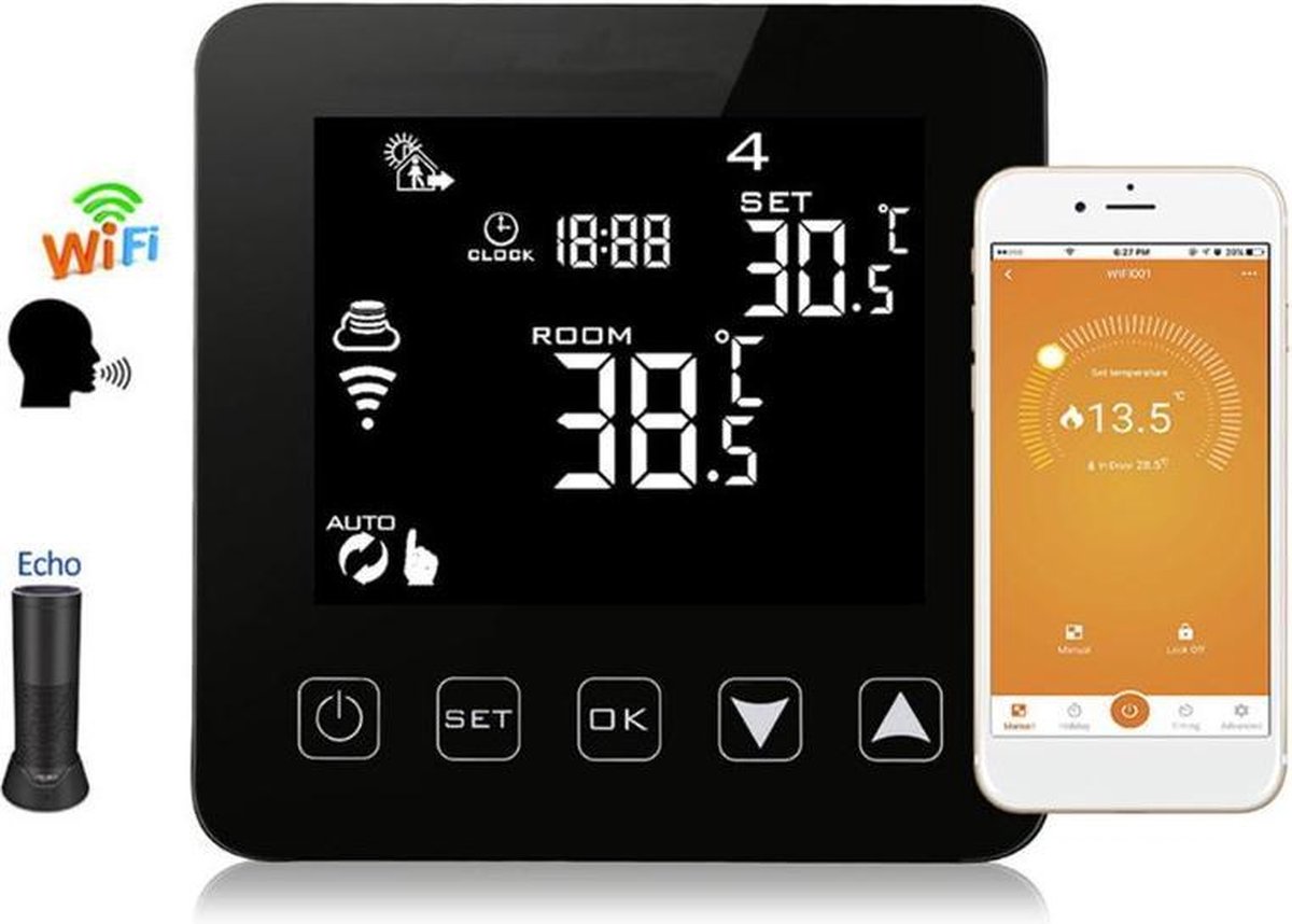 Slimme Thermostaat WiFi 220 volt - Mobile App - Afstandbestuurbare  Thermostaat - Alexa... | bol