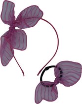 Jessidress Haarband Diadeem met Sterke Haar elastiek Haar strikjes - Fushia