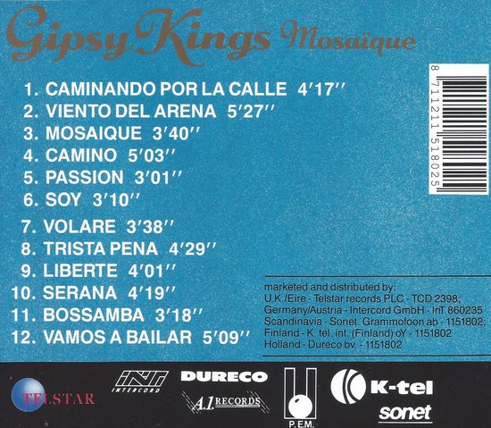 Gipsy Kings Mosaique (CD, Nov-1989, Elektra (Label)) Caminando Passion Soy  75596089227