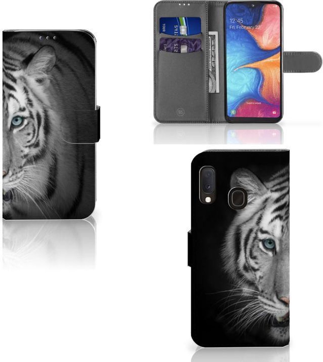 Samsung Galaxy A20e Telefoonhoesje met Pasjes Tijger