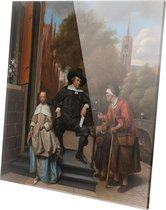 Portret van Adolf en Catharina Croeser aan de Oude Delft | Jan Steen| Plexiglas | Wanddecoratie | 60CM x 60CM | Schilderij | Oude meesters | Foto op plexiglas