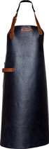 Xapron luxe leren (BBQ) schort New York - kleur Navy (blauw)