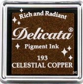 DE-SML-193 Delicata glitter inkt - stempelkussen klein - celestial copper - koper