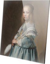 Portret van een meisje in het blauw | Johannes Cornelisz Verspronck | Plexiglas | Wanddecoratie | 100CM x 100CM | Schilderij | Oude meesters | Foto op plexiglas