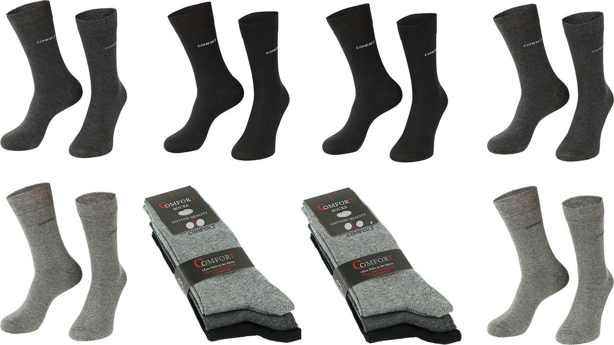 nette katoenen heren sokken 6 paar grijs assorti kleuren maat 35-38