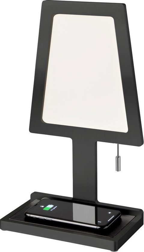 Sompex Tischleuchte Steve Phone – Mit QI-Ladefläche, Dimmbar, Aluminium, Schlankes Design