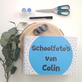 Schoolfotoboek blauw met naam