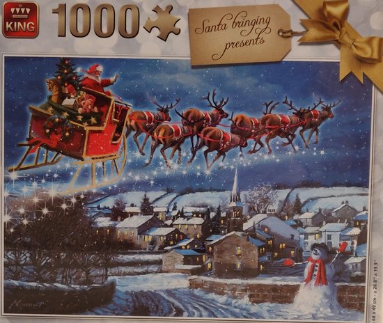 King Puzzel 1000 Stukjes (68 x 49 cm) - Kerstpuzzel kerstman brengt cadeaus  -... | bol.com