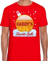 Fout Kerst shirt / t-shirt - Daddy his favorite balls - - bier / biertje - drank -rood voor heren - kerstkleding / kerst outfit S (48)