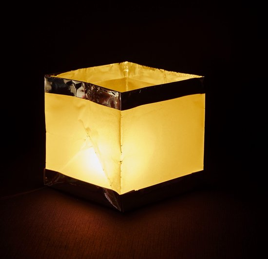 10 X Drijflantaarn gouden rand vierkant drijvende verlichting papieren  lampion drijver | bol