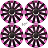 Wieldoppen ONYX-BP 14 inch zwart/pink/chroom ring (set a 4 stuks in doos)