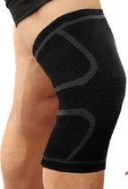 Kniebandage - Knie Brace - Anti Slip Strip - Bescherming - Blessure - Sporten - Zwart / Grijs - Maat L